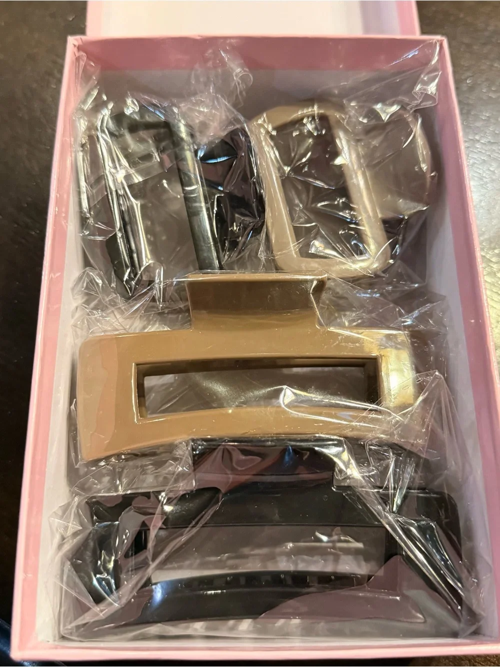 Neutral Plastic Hair Claw Set – Gold, Black & Bronze
